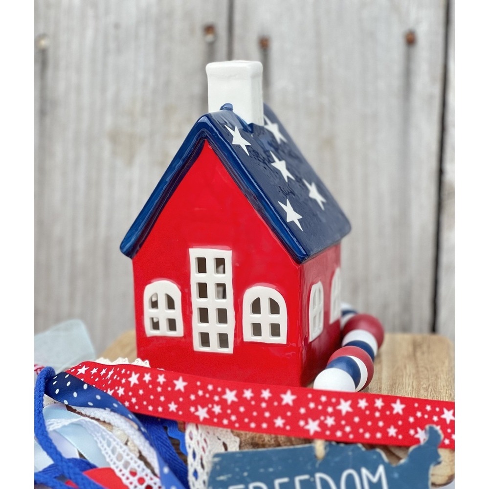 Patriotic Ceramic House Decor – Red, White & Blue Freedom Home Decoration